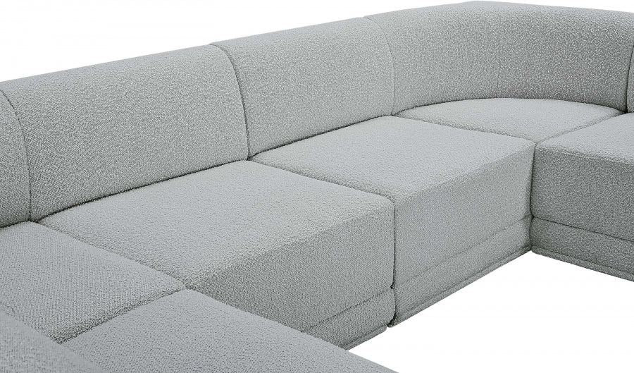 Ollie Boucle Fabric Sectional Grey from Meridian - Luna Furniture