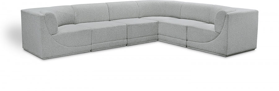 Ollie Boucle Fabric Sectional Grey from Meridian - Luna Furniture