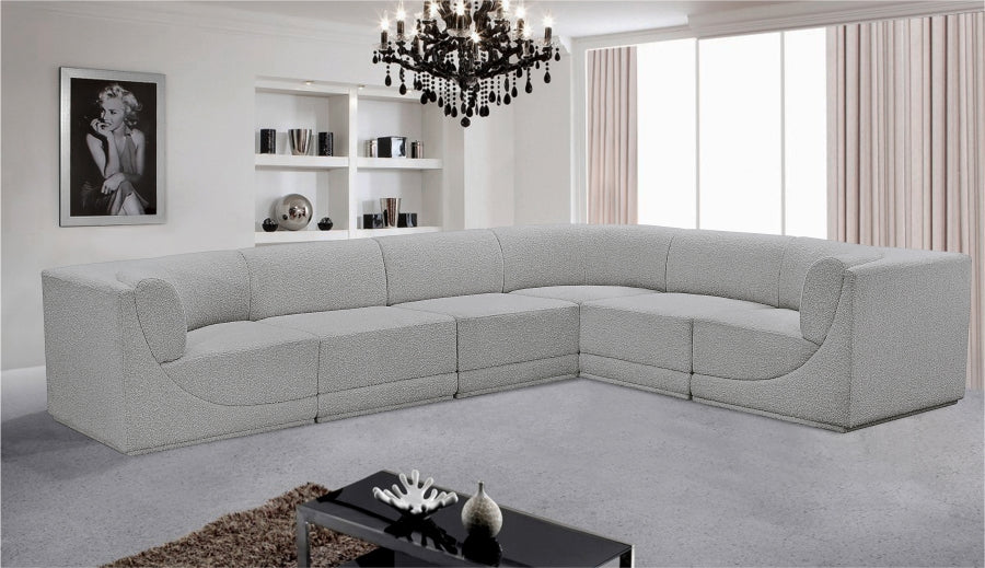 Ollie Boucle Fabric Sectional Grey from Meridian - Luna Furniture