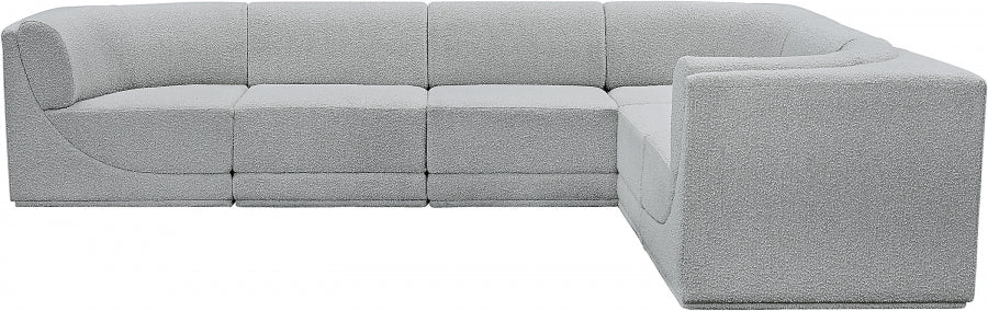 Ollie Boucle Fabric Sectional Grey from Meridian - Luna Furniture