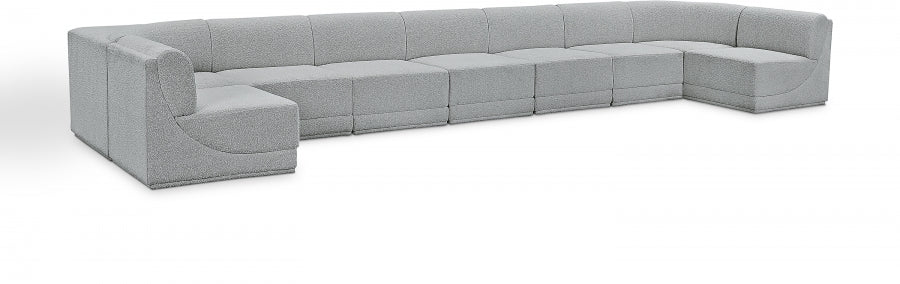 Ollie Boucle Fabric Sectional Grey from Meridian - Luna Furniture