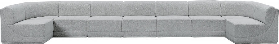 Ollie Boucle Fabric Sectional Grey from Meridian - Luna Furniture