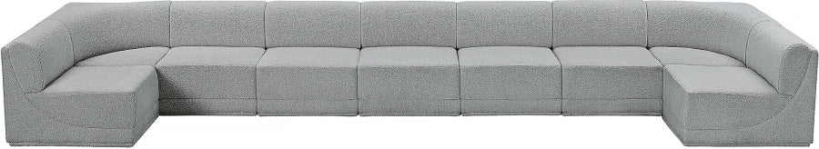 Ollie Boucle Fabric Sectional Grey from Meridian - Luna Furniture