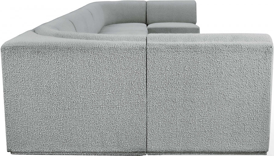 Ollie Boucle Fabric Sectional Grey from Meridian - Luna Furniture