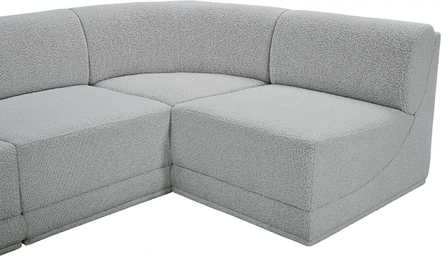 Ollie Boucle Fabric Sectional Grey from Meridian - Luna Furniture