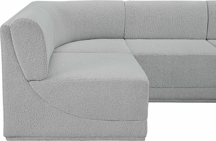 Ollie Boucle Fabric Sectional Grey from Meridian - Luna Furniture