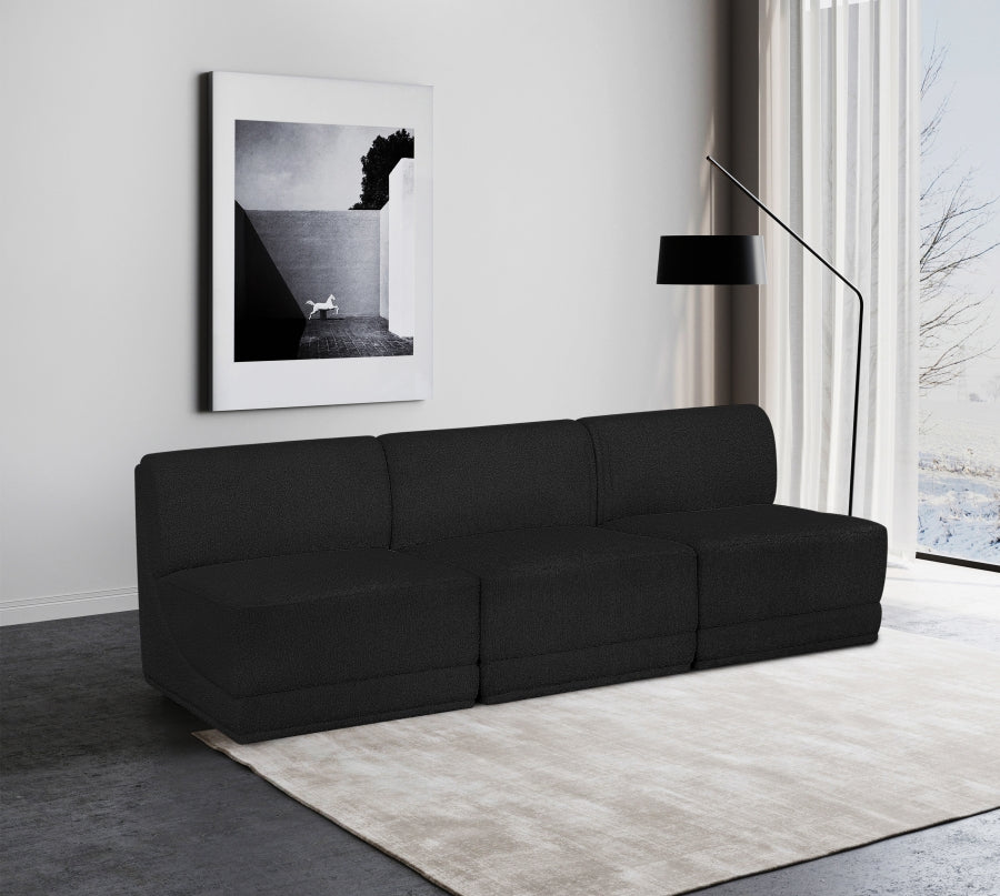 Ollie Boucle Fabric Sofa Black from Meridian - Luna Furniture