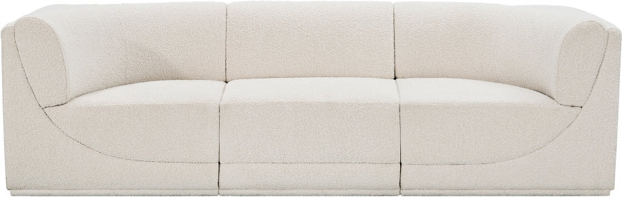 Ollie Boucle Fabric Sofa Cream from Meridian - Luna Furniture