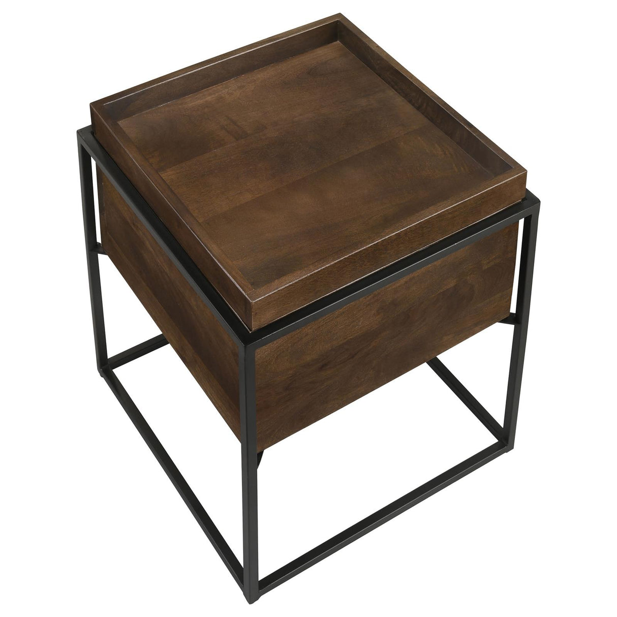 Ondrej Dark Brown/Gunmetal Square Accent Table with Removable Top Tray from Coaster - Luna Furniture