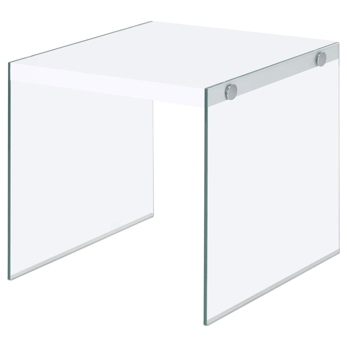 Opal Square End Table With Clear Glass Legs White High Gloss from Coaster - Luna Furniture