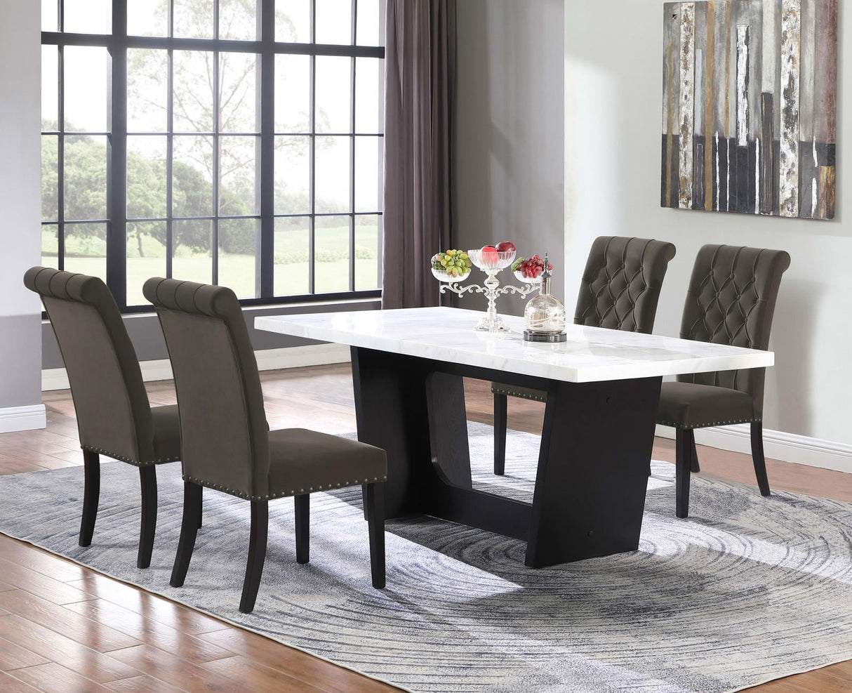 Osborne 5-piece Rectangular Marble Top Dining Set Brown and White - 115511-S5BV - Luna Furniture