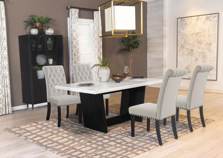 Osborne 5-piece Rectangular Marble Top Dining Set Sand and White - 115511-S5S - Luna Furniture