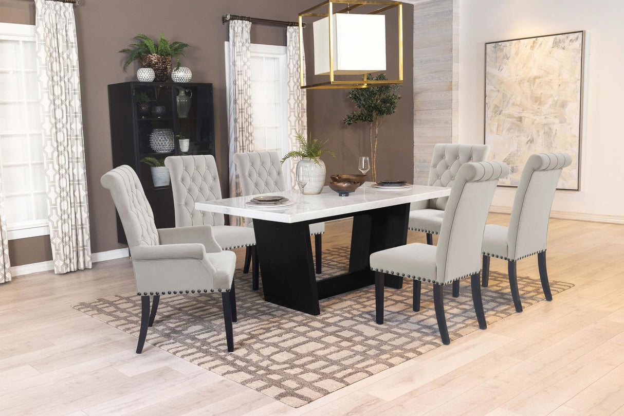 Osborne Sand/White 7-Piece Rectangular Marble Top Dining Set from Coaster - Luna Furniture