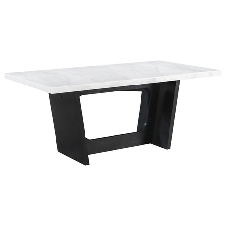 Osborne Trestle Base Marble Top Dining Table Espresso and White - 115511 - Luna Furniture