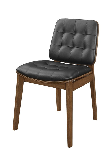 Otterson Natural Walnut/Black Tufted Back Side Chairs, Set of 2 from Coaster - Luna Furniture