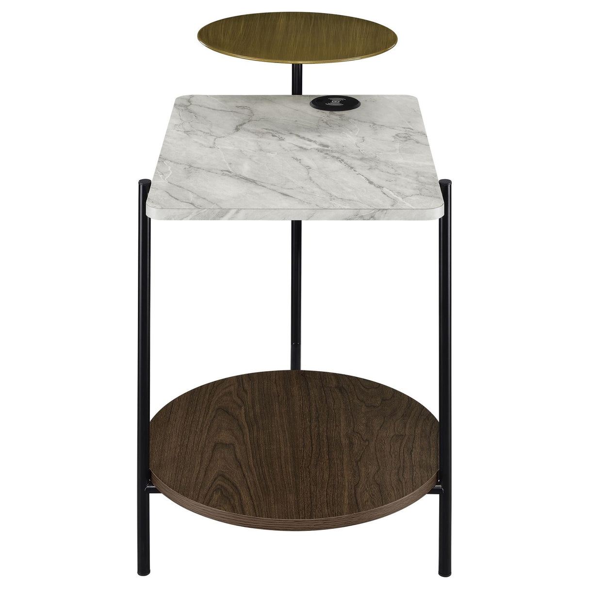 Ottilie 3-tier Side Table With Wireless Charger White and Black from Coaster - Luna Furniture