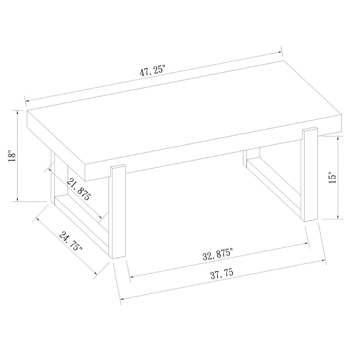 Pala White High Gloss/Natural Rectangular Coffee Table with Sled Base from Coaster - Luna Furniture