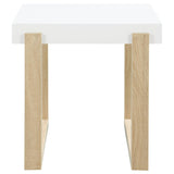 Pala Rectangular End Table with Sled Base White High Gloss/Natural from Coaster - Luna Furniture