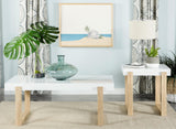 Pala Rectangular End Table with Sled Base White High Gloss/Natural from Coaster - Luna Furniture