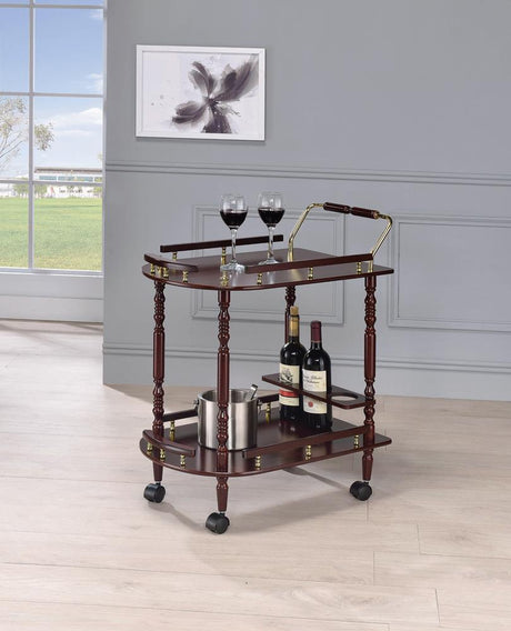 Palmer Merlot/Brass 2-Tier Serving Cart from Coaster - Luna Furniture