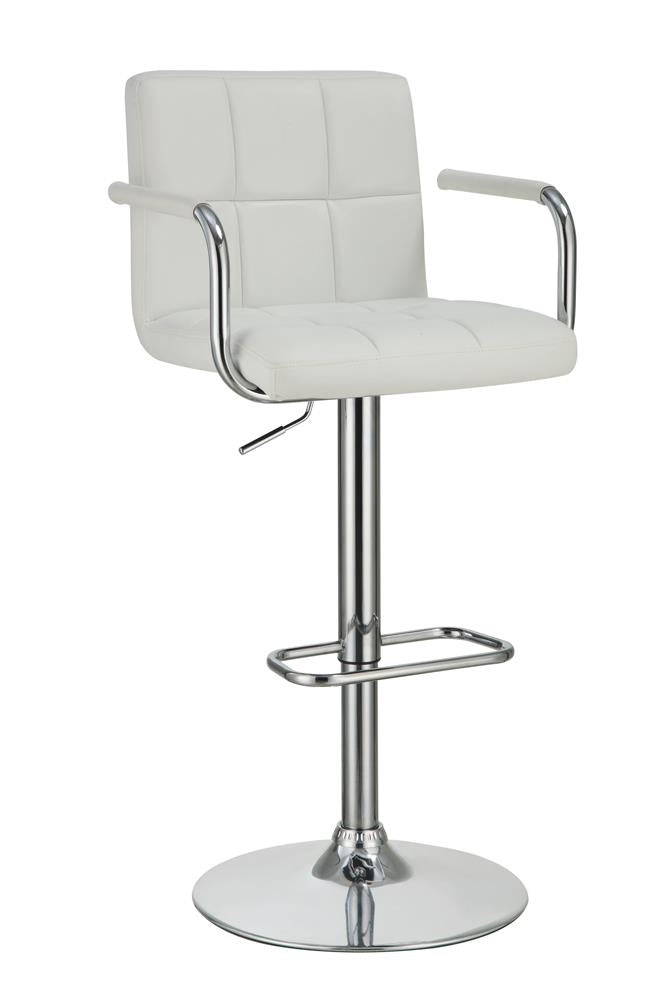 Palomar White/Chrome Adjustable Height Bar Stool from Coaster - Luna Furniture