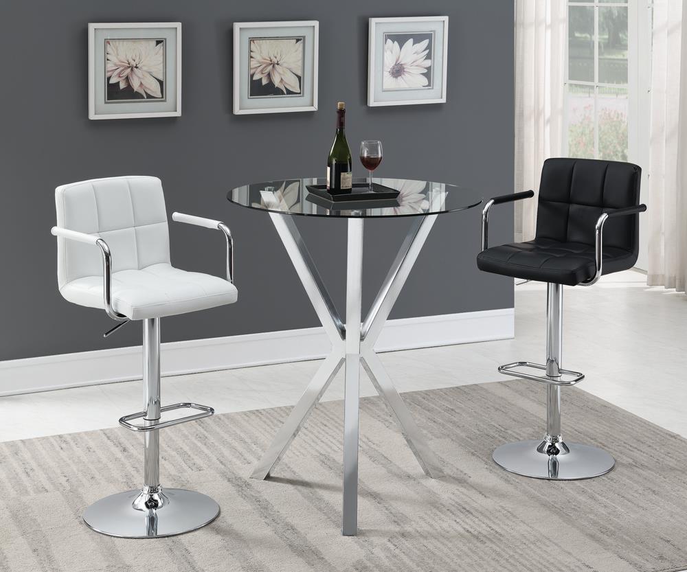 Palomar White/Chrome Adjustable Height Bar Stool from Coaster - Luna Furniture