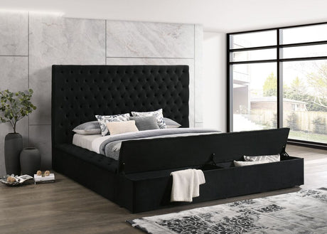 Paris Black Velvet King Storage Platform Bed - Luna Furniture