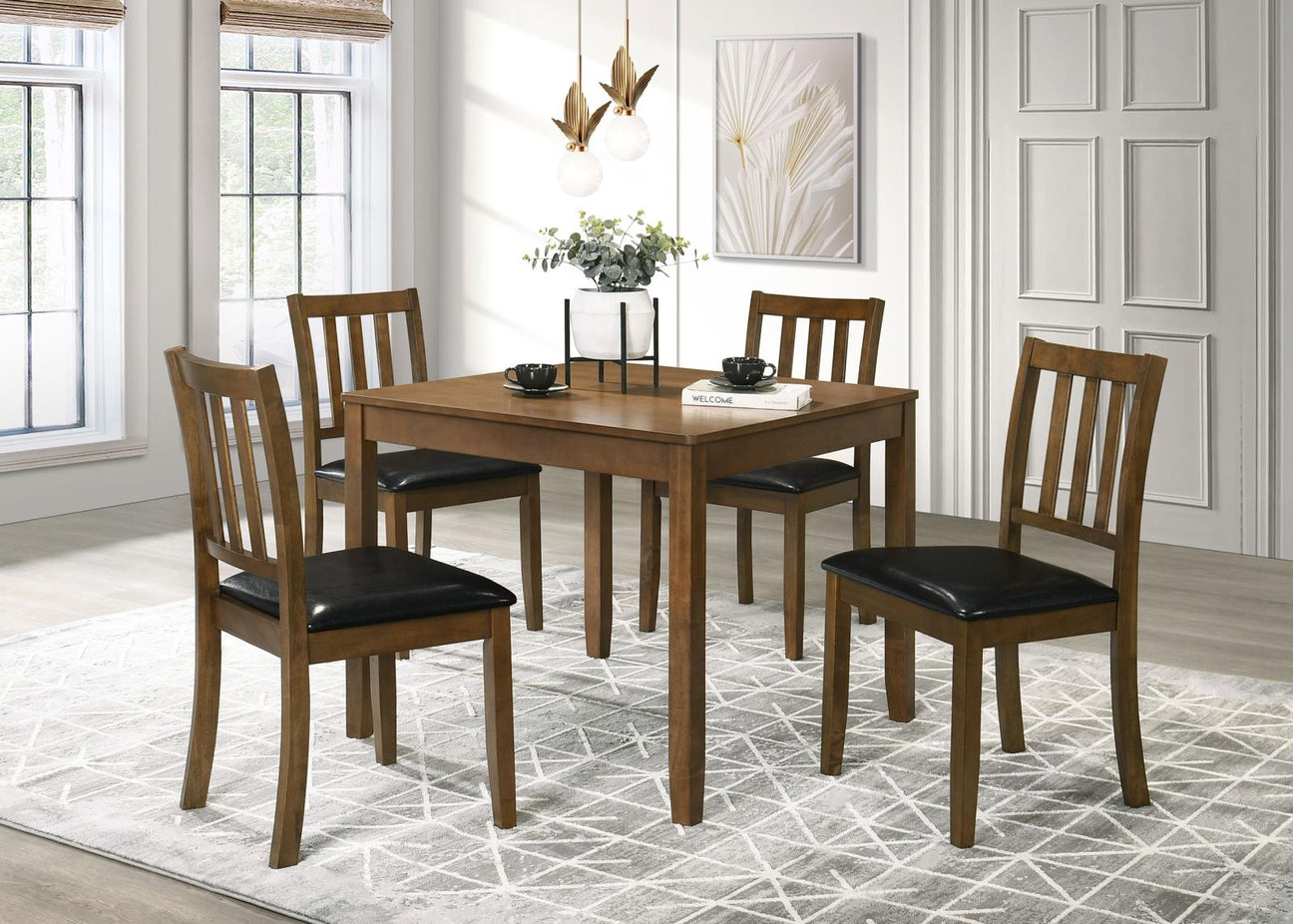 Parkwood Honey Brown/Black 5-Piece Dining Set with Square Table and Slat Back Side Chairs from Coaster - Luna Furniture