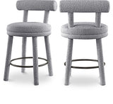 Parlor Boucle Fabric Bar / Counter Stools Grey, Set of 2 from Meridian - Luna Furniture