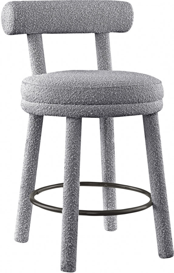 Parlor Boucle Fabric Bar / Counter Stools Grey, Set of 2 from Meridian - Luna Furniture