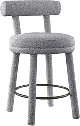 Parlor Boucle Fabric Bar / Counter Stools Grey, Set of 2 from Meridian - Luna Furniture