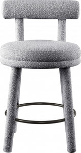 Parlor Boucle Fabric Bar / Counter Stools Grey, Set of 2 from Meridian - Luna Furniture