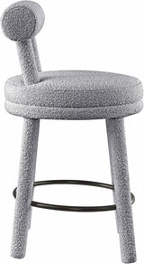 Parlor Boucle Fabric Bar / Counter Stools Grey, Set of 2 from Meridian - Luna Furniture