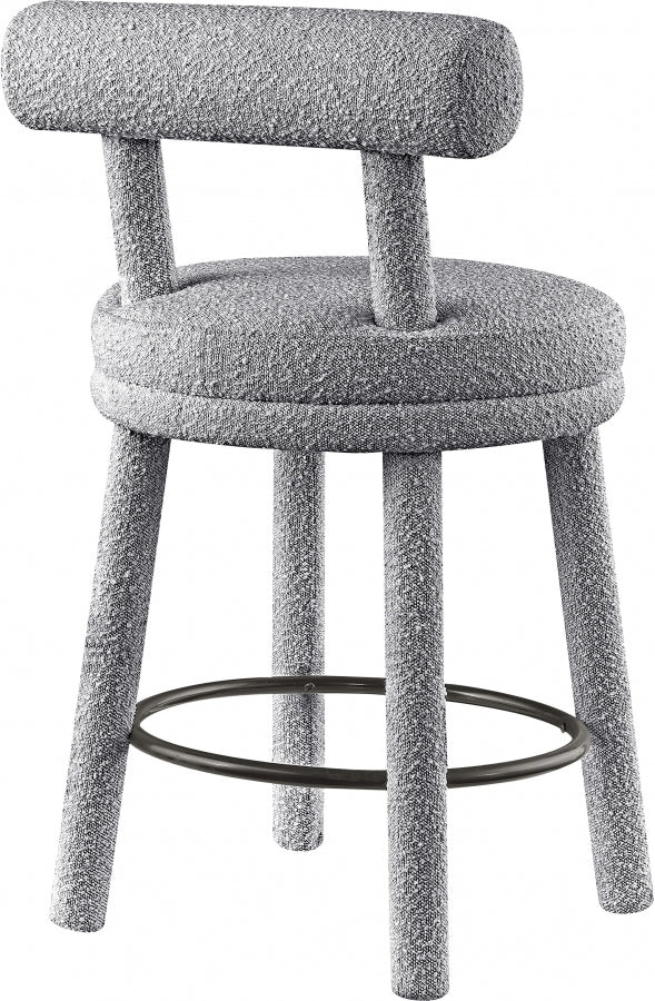 Parlor Boucle Fabric Bar / Counter Stools Grey, Set of 2 from Meridian - Luna Furniture