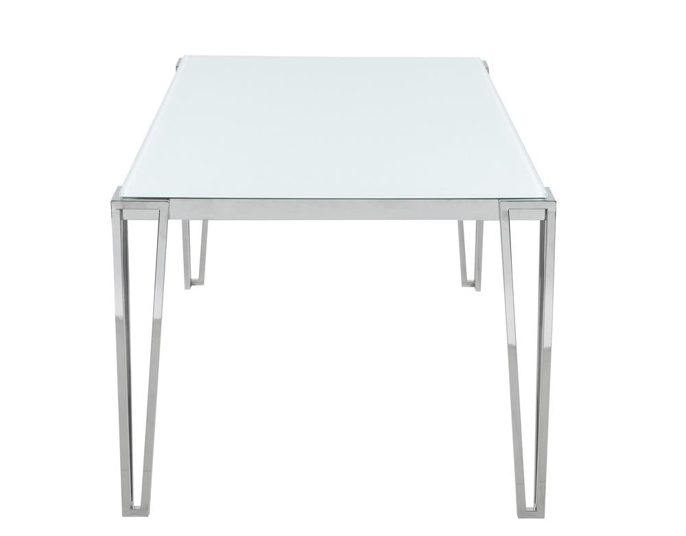 Pauline White/Chrome Rectangular Dining Table with Metal Leg from Coaster - Luna Furniture