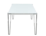 Pauline White/Chrome Rectangular Dining Table with Metal Leg from Coaster - Luna Furniture