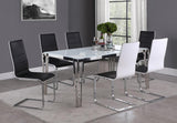 Pauline White/Chrome Rectangular Dining Table with Metal Leg from Coaster - Luna Furniture