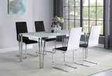 Pauline White/Chrome Rectangular Dining Table with Metal Leg from Coaster - Luna Furniture