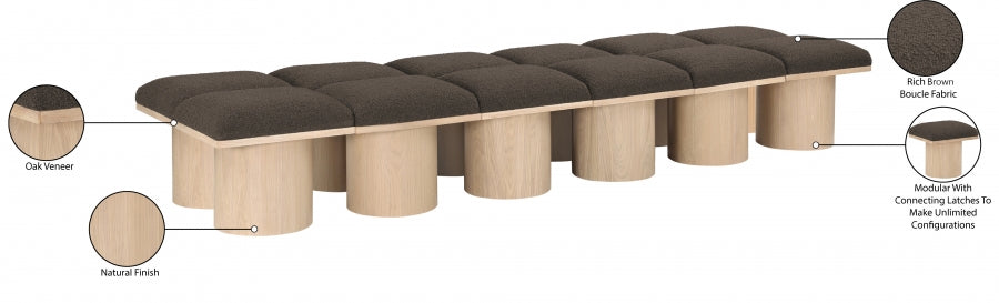 Pavilion Boucle Fabric 12pc. Modular Bench Brown from Meridian - Luna Furniture