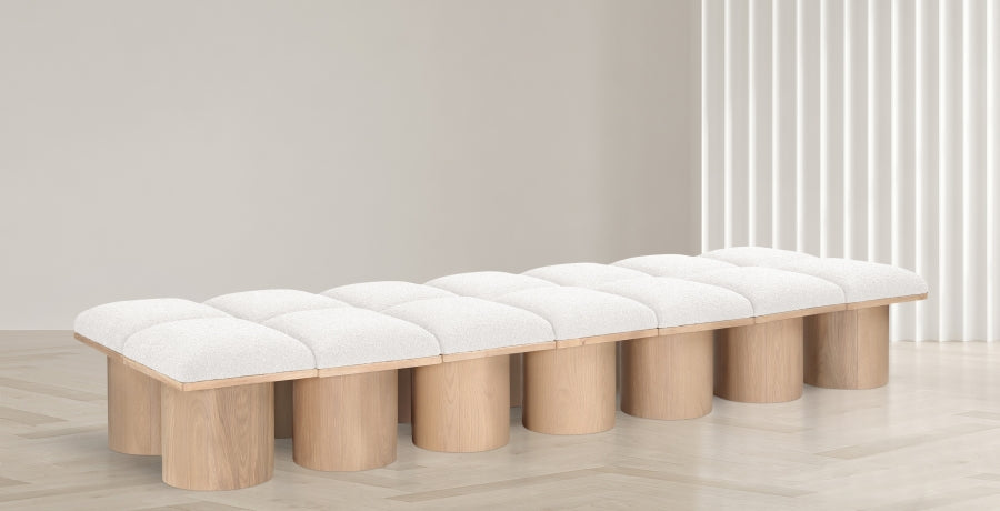 Pavilion Boucle Fabric 14pc. Modular Bench Cream from Meridian - Luna Furniture