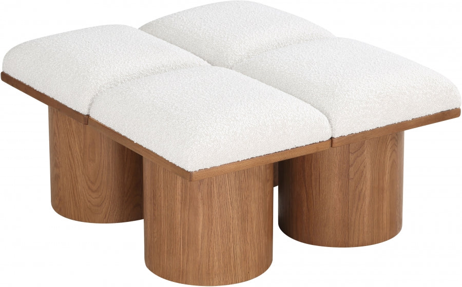 Pavilion Boucle Fabric 4pc. Modular Bench Cream from Meridian - Luna Furniture