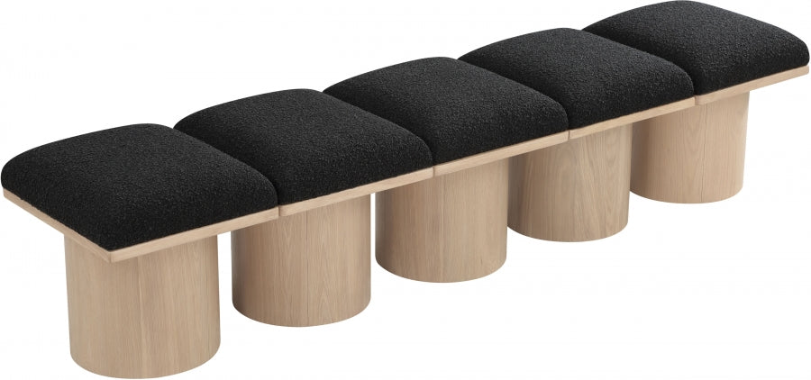 Pavilion Boucle Fabric 5pc. Modular Bench Black from Meridian - Luna Furniture