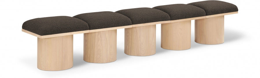 Pavilion Boucle Fabric 5pc. Modular Bench Brown from Meridian - Luna Furniture