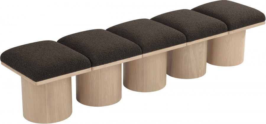 Pavilion Boucle Fabric 5pc. Modular Bench Brown from Meridian - Luna Furniture