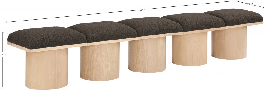 Pavilion Boucle Fabric 5pc. Modular Bench Brown from Meridian - Luna Furniture