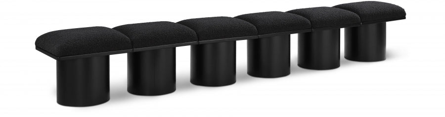 Pavilion Boucle Fabric 6pc. Modular Bench Black from Meridian - Luna Furniture