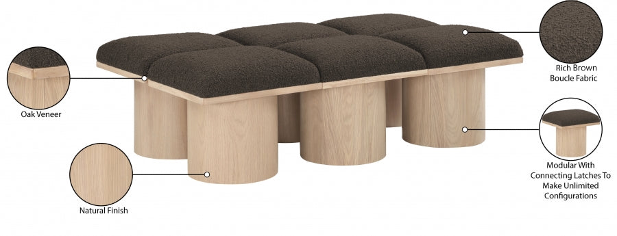 Pavilion Boucle Fabric 6pc. Modular Bench Brown from Meridian - Luna Furniture