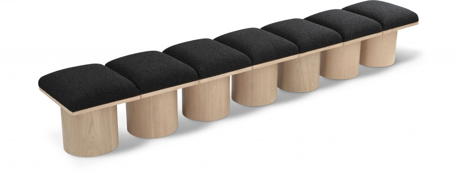 Pavilion Boucle Fabric 7pc. Modular Bench Black from Meridian - Luna Furniture