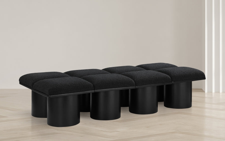 Pavilion Boucle Fabric 8pc. Modular Bench Black from Meridian - Luna Furniture