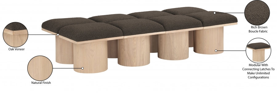 Pavilion Boucle Fabric 8pc. Modular Bench Brown from Meridian - Luna Furniture